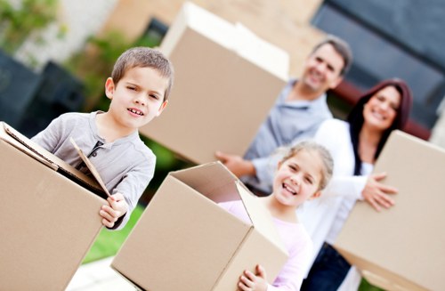 Furniture and boxes being loaded for a move in South London